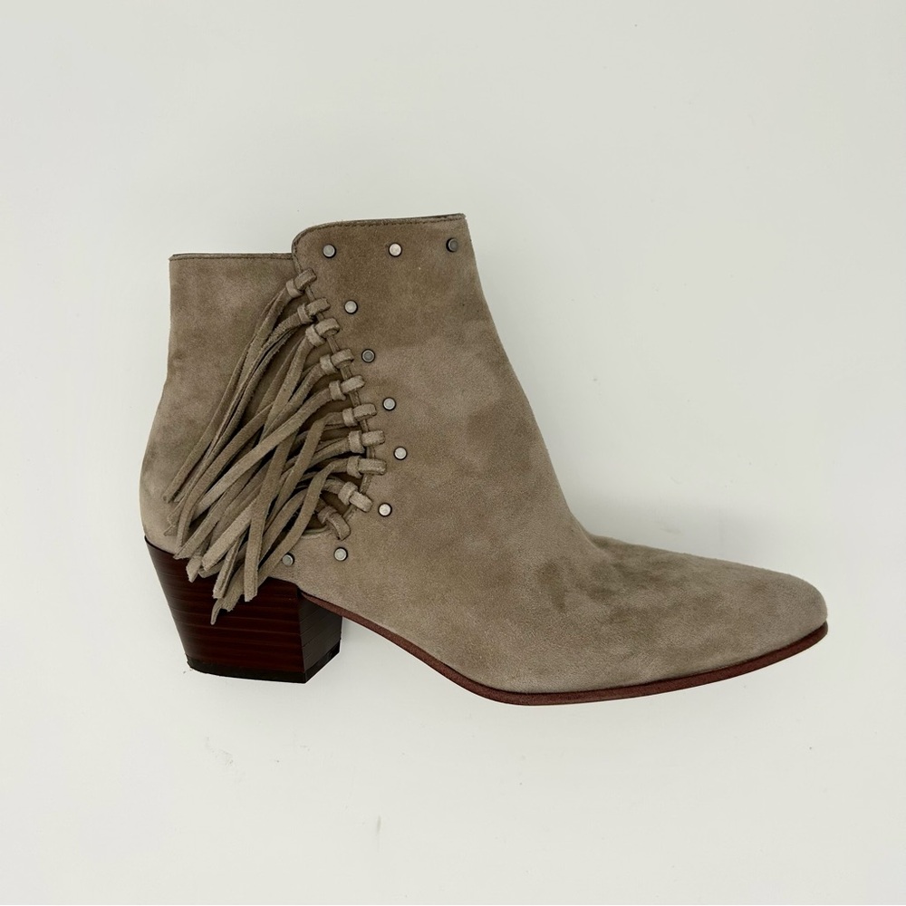 Sam Edelman - Women's Studded Fringe Suede Ankle Boots/ Thick Heels/ Bootie